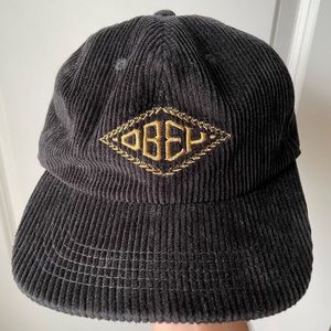 Obey black corduroy adjustable hat
